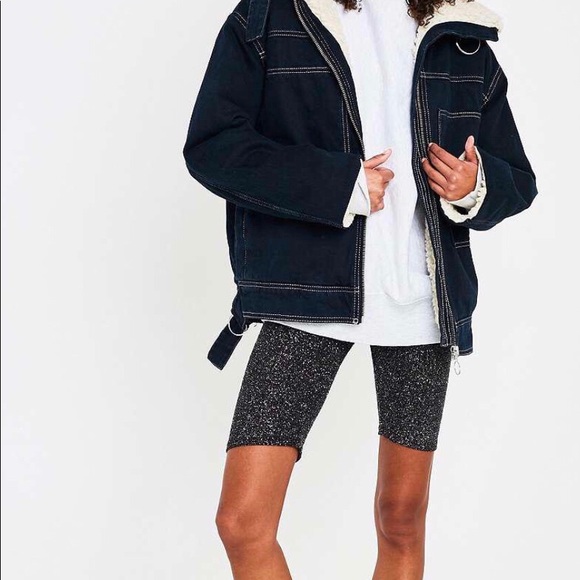 Urban Outfitters Black Shimmer Biker Shorts - Picture 2 of 11